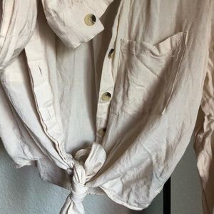 SUMMER LINEN CROP TIE UP BUTTON UP